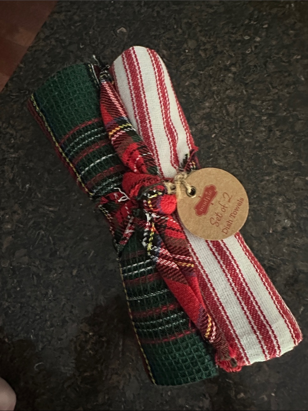 Set of 2 Mud Pie Holiday Red White & Green Dish Towels